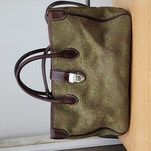 DOONEY & BOURKE Signature Green Brown Canvas Purse w/ Strap